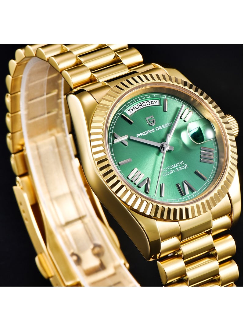 Men’s Luxury Automatic Watches,Stainless Steel Sapphire Glass 100M Waterproof Mechanical Wristwatch ST16 Japanese Movement Business Watch Gift for Men