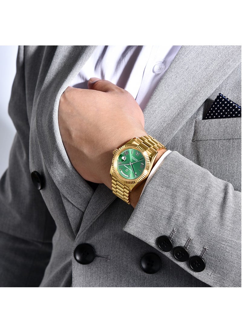 Men’s Luxury Automatic Watches,Stainless Steel Sapphire Glass 100M Waterproof Mechanical Wristwatch ST16 Japanese Movement Business Watch Gift for Men