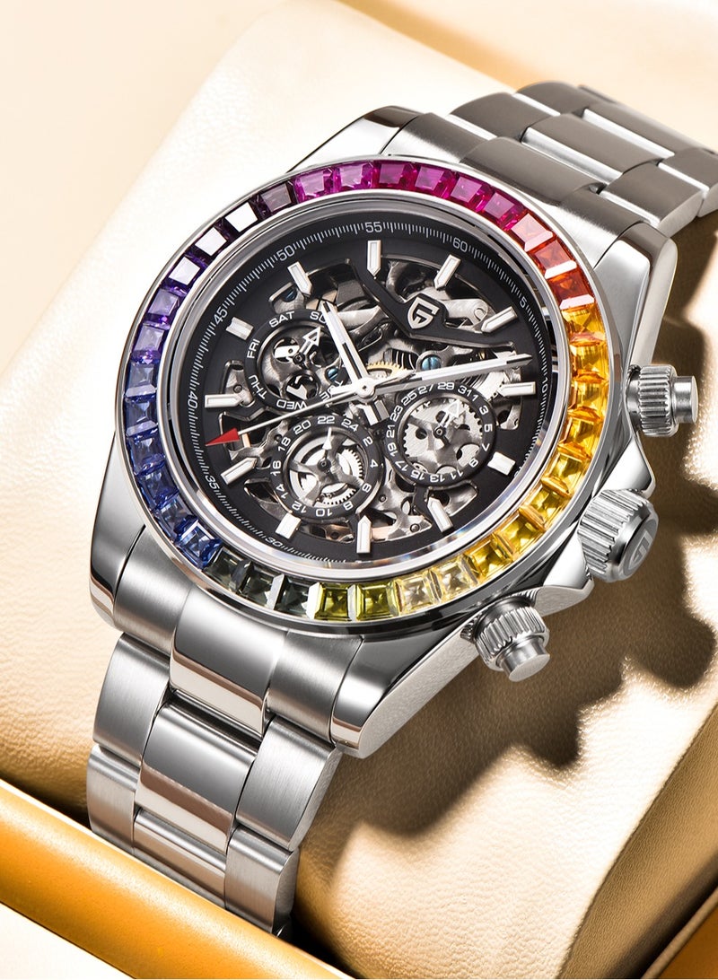 Men's Skeleton Mechanical Stainless Steel Watch