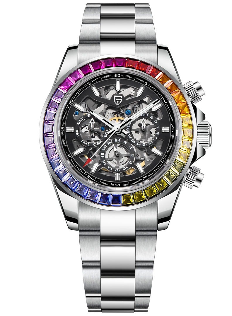 Men's Skeleton Mechanical Stainless Steel Watch