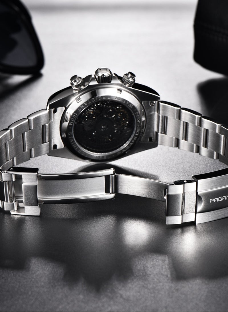 Men's Skeleton Mechanical Stainless Steel Watch