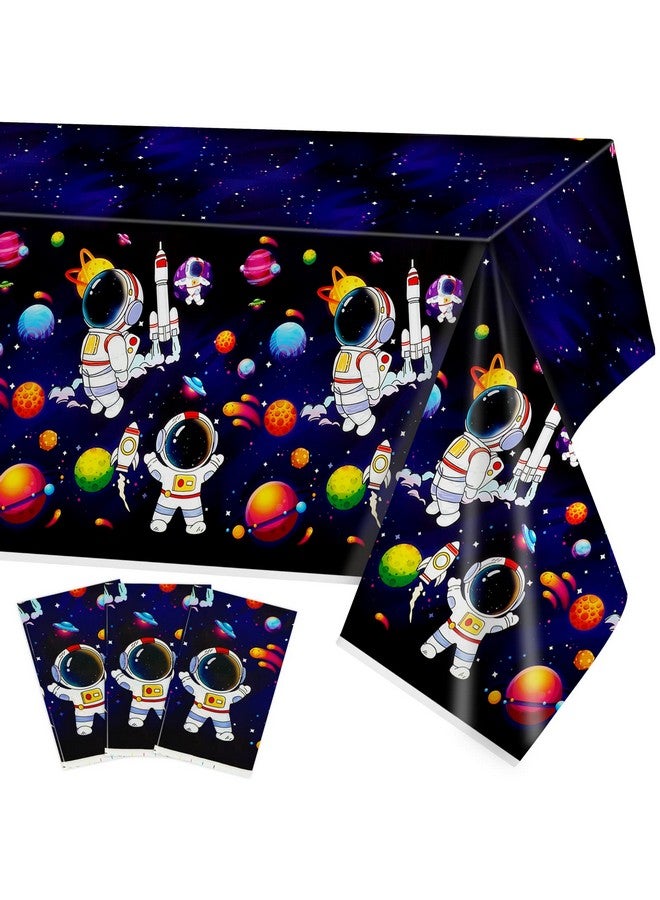 3 Pack Space Tablecloth Outer Space Tablecloths Astronaut Party Decorations Disposable Plastic Rectangle Galaxy Table Cover For Kids Baby Shower Birthday Outer Space Themed Party Supplies 51