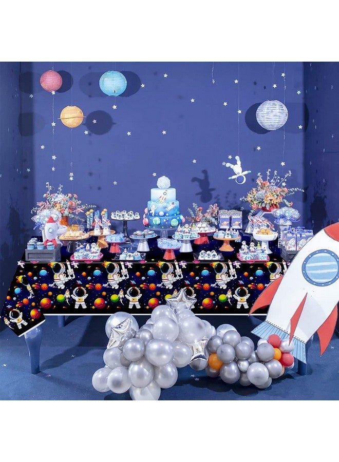 3 Pack Space Tablecloth Outer Space Tablecloths Astronaut Party Decorations Disposable Plastic Rectangle Galaxy Table Cover For Kids Baby Shower Birthday Outer Space Themed Party Supplies 51