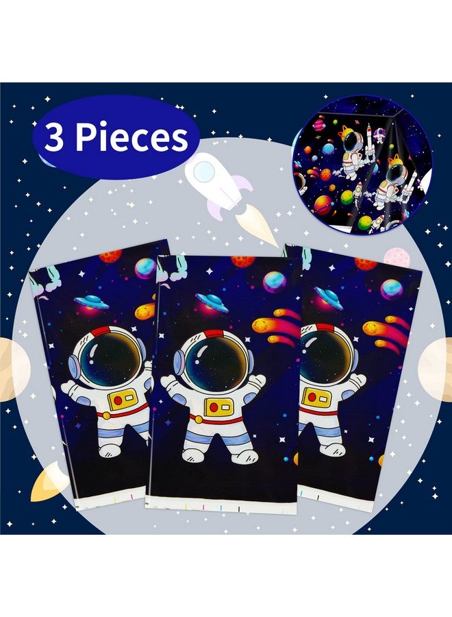 3 Pack Space Tablecloth Outer Space Tablecloths Astronaut Party Decorations Disposable Plastic Rectangle Galaxy Table Cover For Kids Baby Shower Birthday Outer Space Themed Party Supplies 51