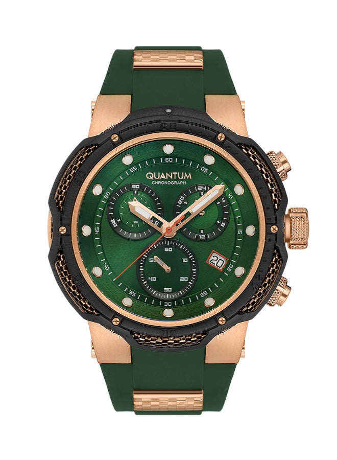 QUANTUM HNG1051.875 Men Chronograph Display Watch & Silicone Strap Green