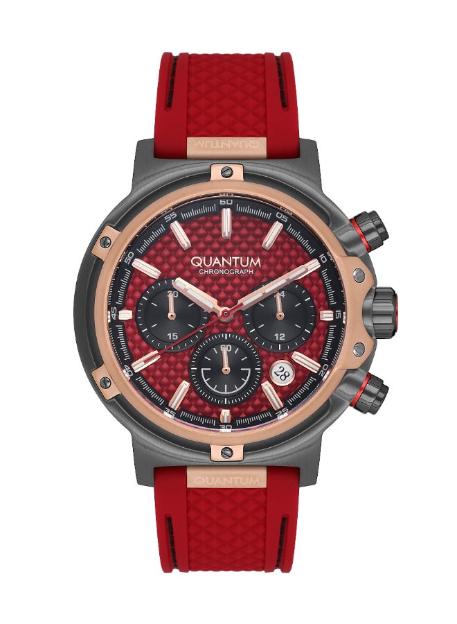 QUANTUM HNG956.888 Men Chronograph Display Watch & Silicone Strap Red