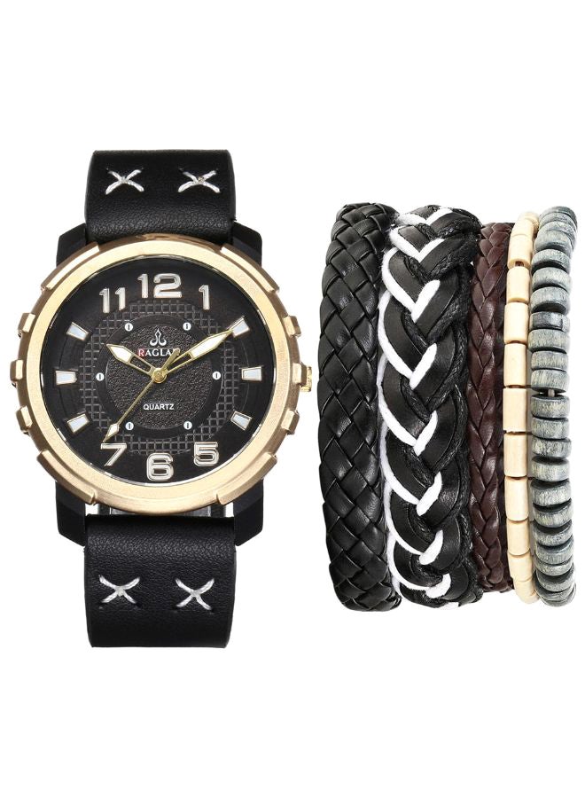 men 5-Piece Analog Watch And Bracelet Set 2653