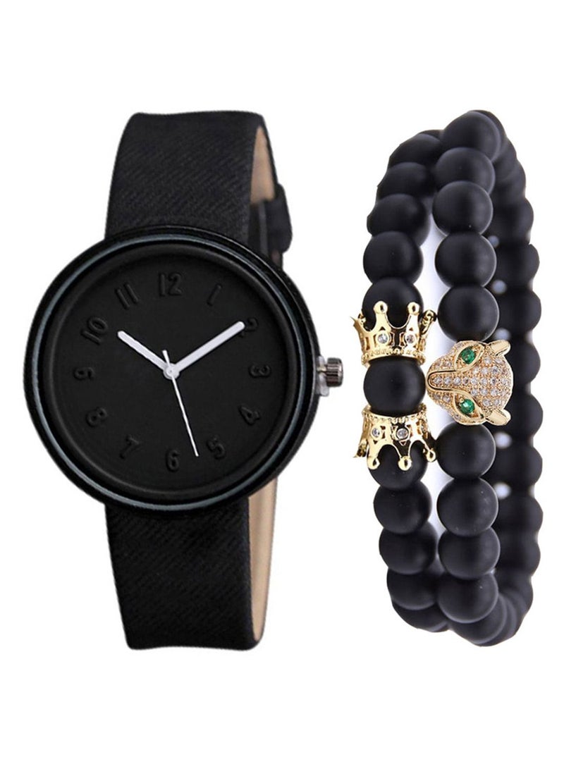 Men's 3-Piece Canvas Analog Watch And Bracelet Set 2006