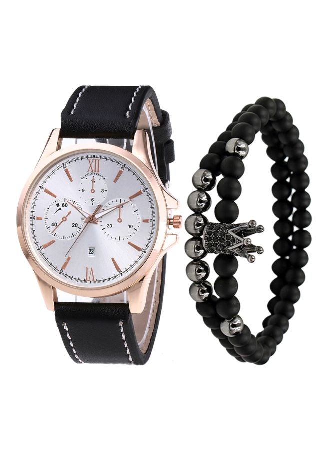 men 3-Piece Water Resistant Analog Watch And Bracelet Set NNSB03702679