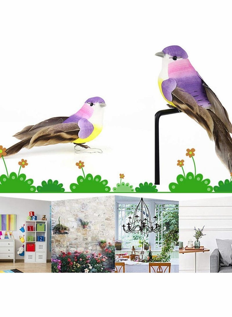 Birds Figurines, 12 Pcs Artificial Foam Feather Birds, Bird Tree Decorations Clip On