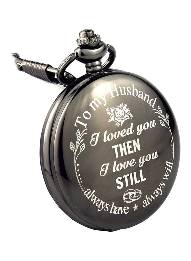 men Retro Analog Pocket Watch With Chain Necklace J34