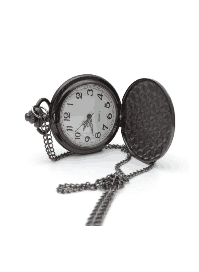 men Retro Analog Pocket Watch With Chain Necklace J34