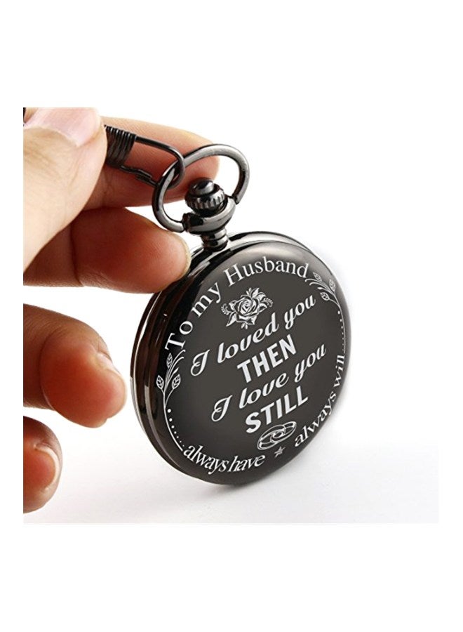 men Retro Analog Pocket Watch With Chain Necklace J34