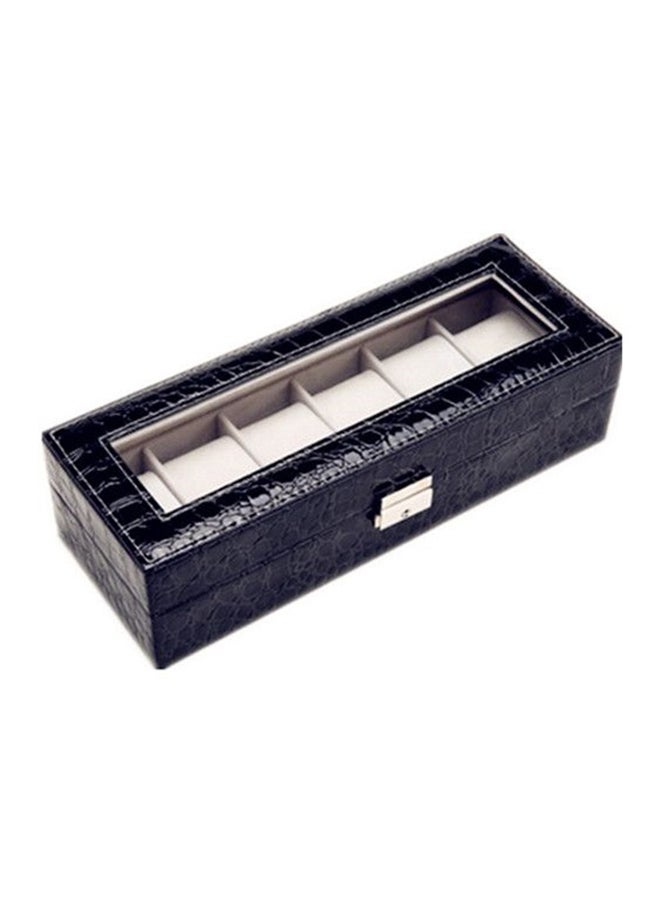 Men's 6 Compartments See Through Window Watch Box