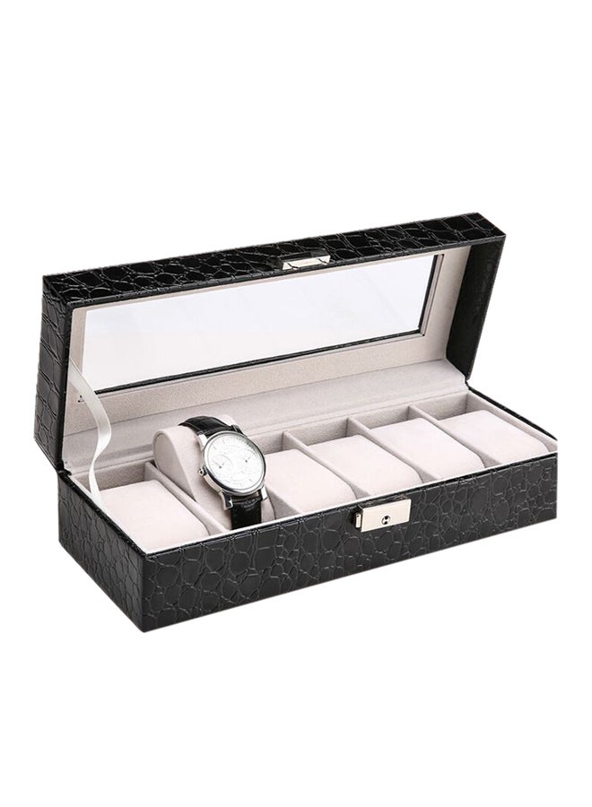 Men's 6 Compartments See Through Window Watch Box