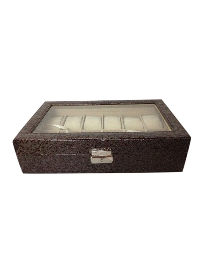 Men's 12 Compartments See Through Window Watch Box