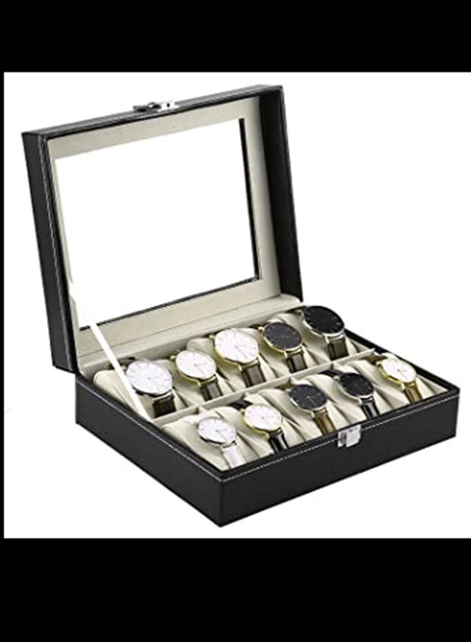 Men's 12 Compartments See Through Window Watch Box MWAF84