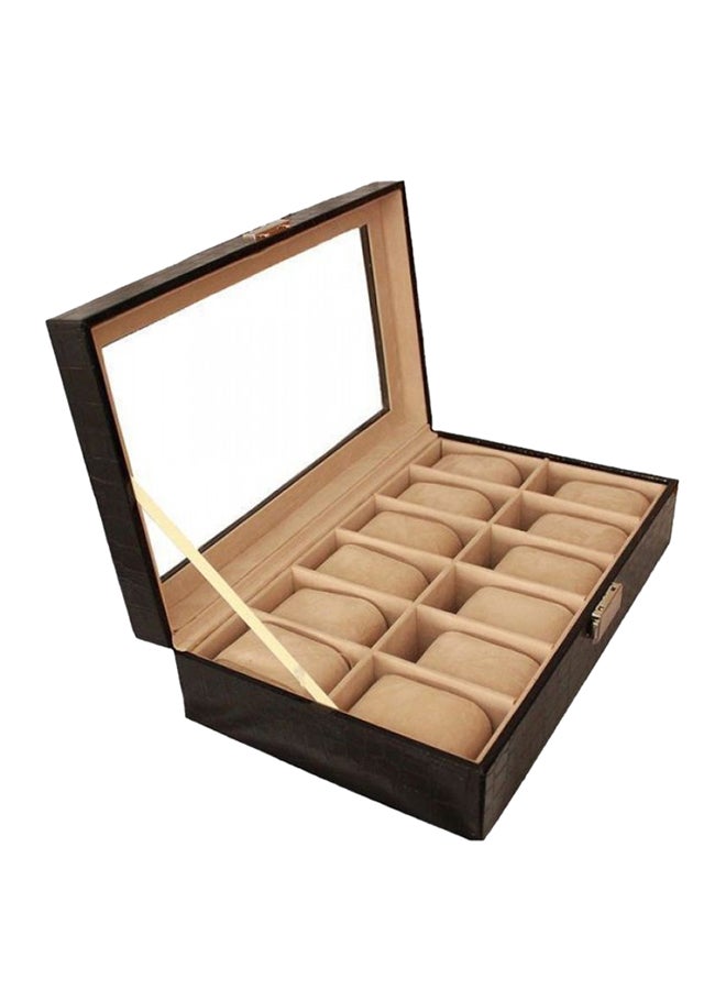 Men's 12 Compartments See Through Window Watch Box