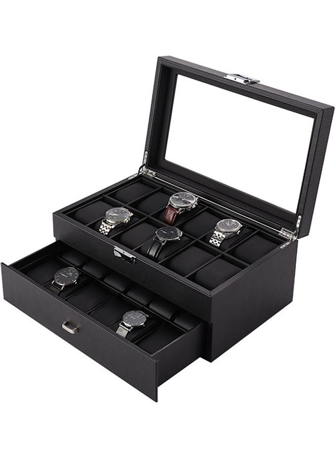 Men's 24-Slot Luxury Watch Display Case with Valet Drawer for Men