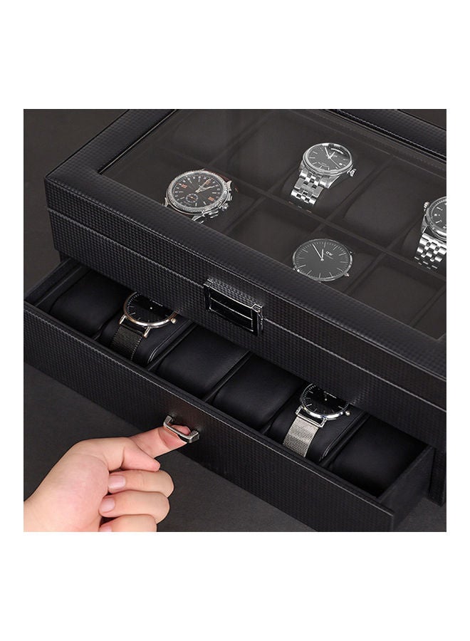 Men's 24-Slot Luxury Watch Display Case with Valet Drawer for Men