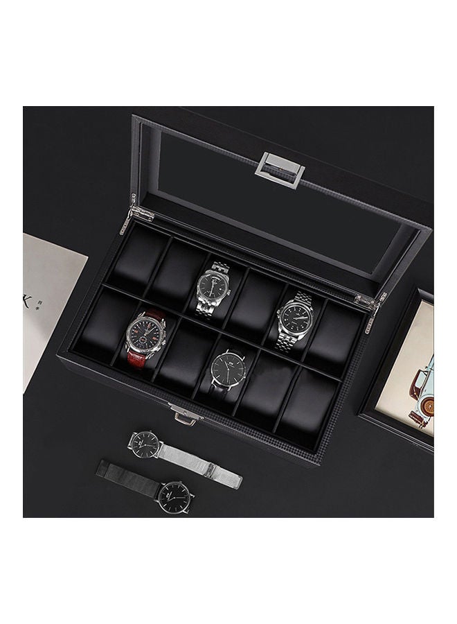 Men's 24-Slot Luxury Watch Display Case with Valet Drawer for Men