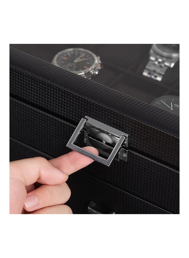 Men's 24-Slot Luxury Watch Display Case with Valet Drawer for Men