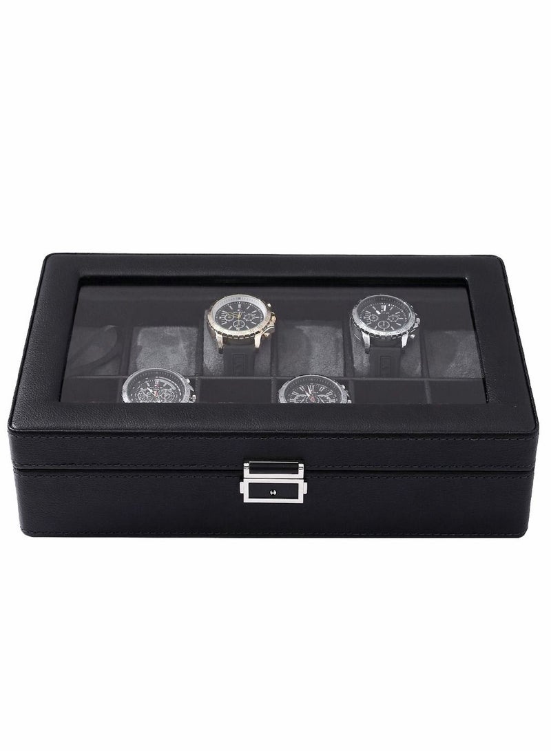 12 Slots Elegant Oversized Extra Large Watch Display Case and Storage Organizer Box for up to 65 MM Watch