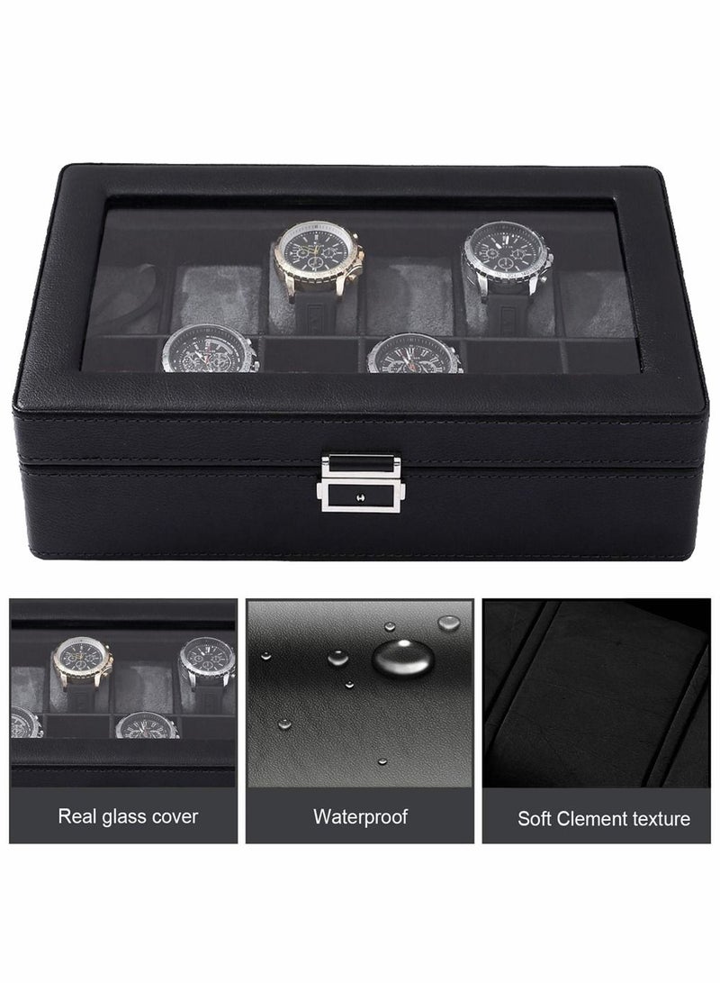 12 Slots Elegant Oversized Extra Large Watch Display Case and Storage Organizer Box for up to 65 MM Watch