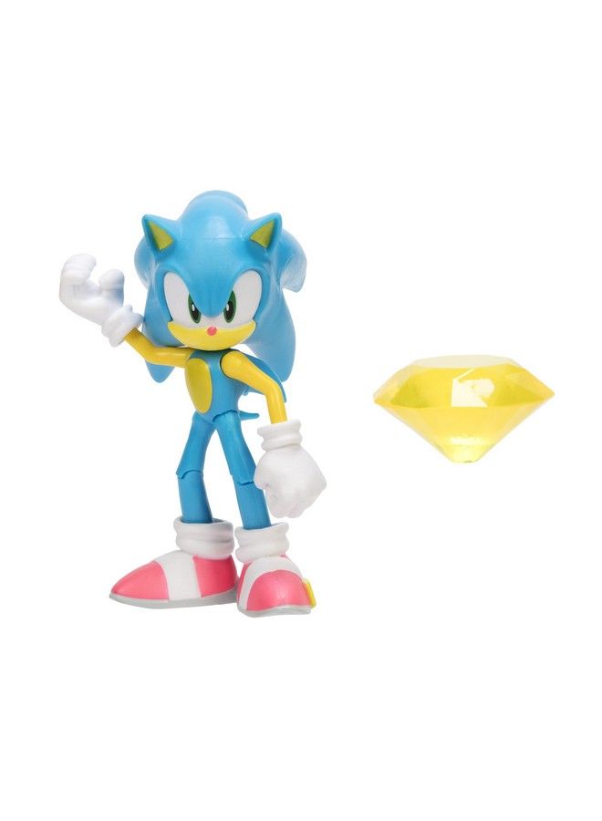 4Inch Action Figure Modern Sonic With Yellow Chaos Emerald Collectible Toy