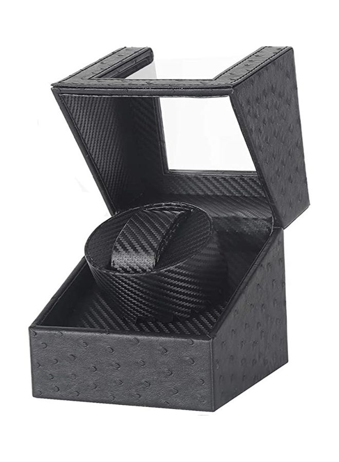 men Automatic Single Watch Winder, in Wood Shell and Black Leather