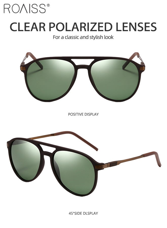 Aviator Polarized Sunglasses for Men, UV400 Protection Sun Glasses with Green Lens, Fashion Anti-Glare Sun Shades for Male Driving, Fishing, Traveling, 62mm