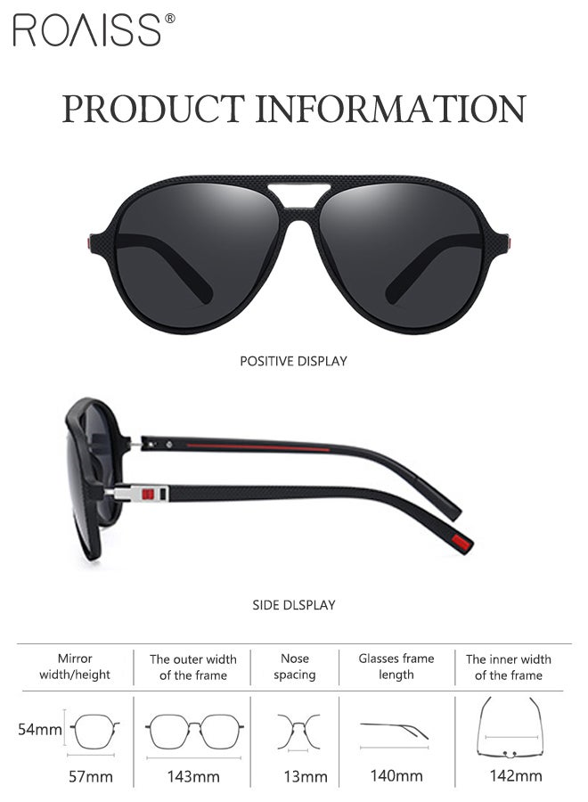 Men's Aviator Polarized Sunglasses, UV400 Protection Sun Glasses with Elastic TR90 temples, Fashion Anti-Glare Sun Shades for Driving, Fishing, Traveling, 57mm