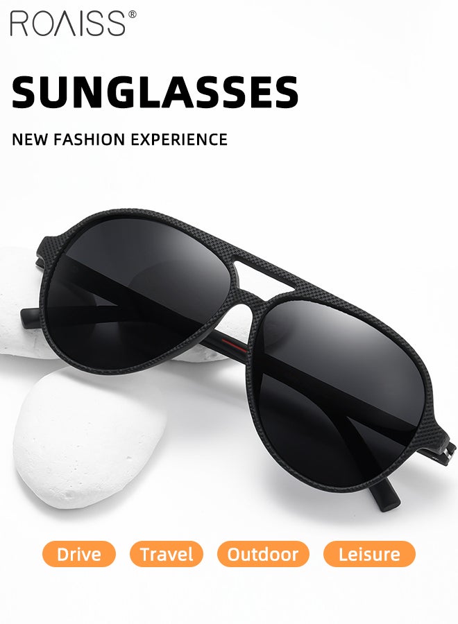 Men's Aviator Polarized Sunglasses, UV400 Protection Sun Glasses with Elastic TR90 temples, Fashion Anti-Glare Sun Shades for Driving, Fishing, Traveling, 57mm