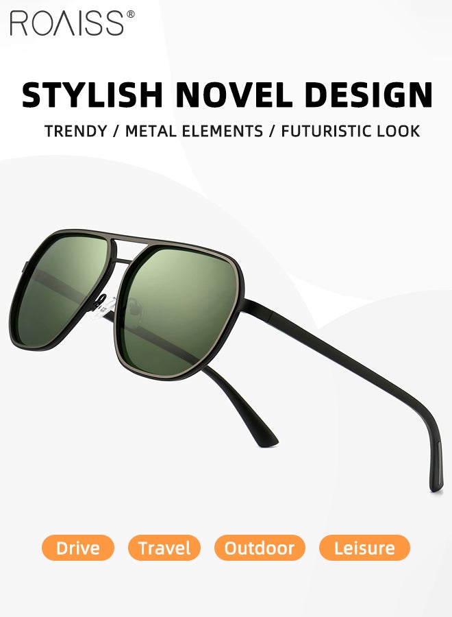Men's Aviator Polarized Sunglasses, UV400 Protection Sun Glasses with Metal Frame, Oversize Anti-Glare Sun Shades for Driving, Fishing, Traveling, 60mm