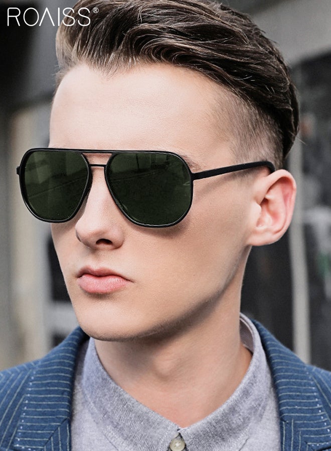Men's Aviator Polarized Sunglasses, UV400 Protection Sun Glasses with Metal Frame, Oversize Anti-Glare Sun Shades for Driving, Fishing, Traveling, 60mm