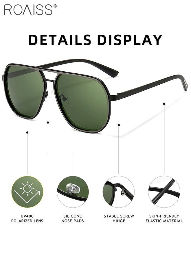 Men's Aviator Polarized Sunglasses, UV400 Protection Sun Glasses with Metal Frame, Oversize Anti-Glare Sun Shades for Driving, Fishing, Traveling, 60mm