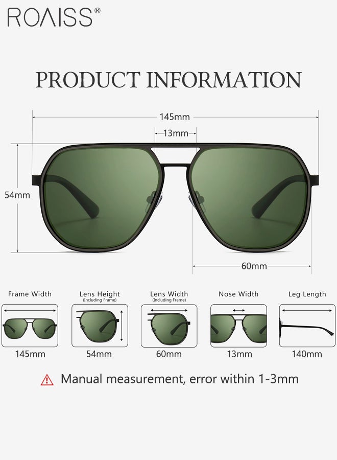 Men's Aviator Polarized Sunglasses, UV400 Protection Sun Glasses with Metal Frame, Oversize Anti-Glare Sun Shades for Driving, Fishing, Traveling, 60mm