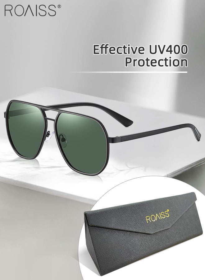 Men's Aviator Polarized Sunglasses, UV400 Protection Sun Glasses with Metal Frame, Oversize Anti-Glare Sun Shades for Driving, Fishing, Traveling, 60mm