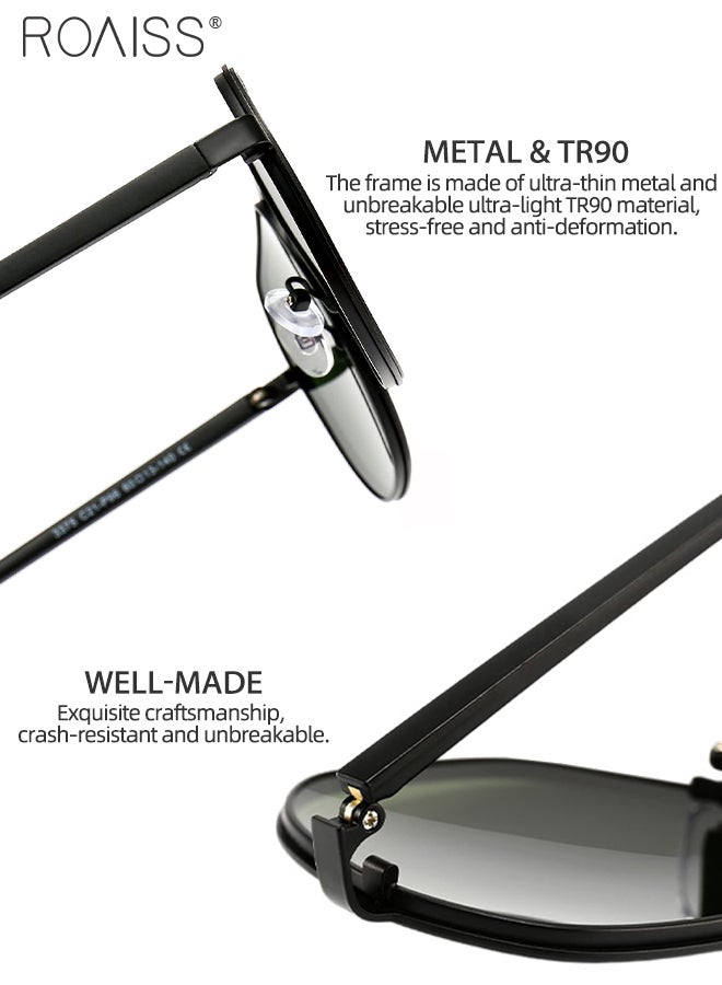 Men's Aviator Polarized Sunglasses, UV400 Protection Sun Glasses with Metal Frame, Oversize Anti-Glare Sun Shades for Driving, Fishing, Traveling, 60mm