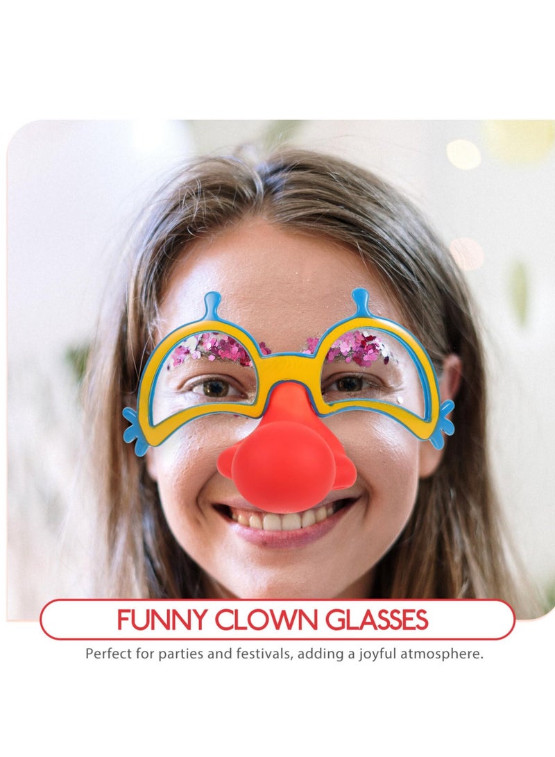 Funny Glasses, 2 Pcs Clown Nose Clown Eyeglasses Funny Performance Props, Disguise Glasses, Great Party Favors, Suitable for Parties, Funny Photos