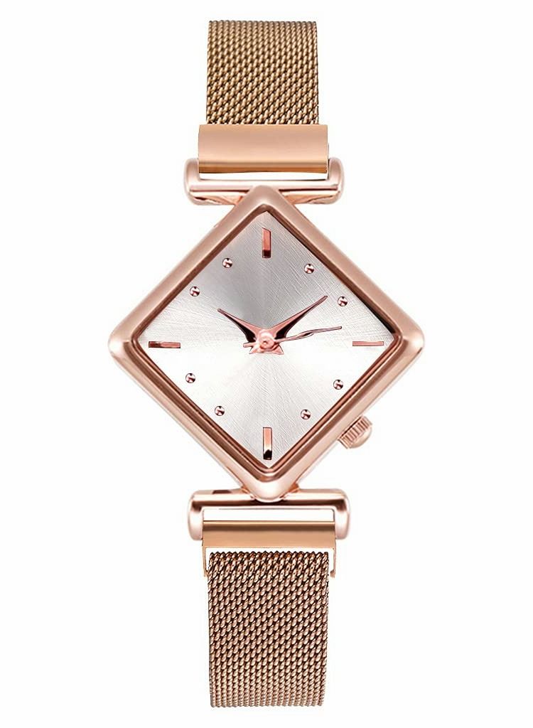 Womens Watch Gifts Set with Bracelet, Rose Gold for Lady Female Girls Minimalist Simple Slim Thin Casual Dress Analog Quartz Wrist Watches Waterproof