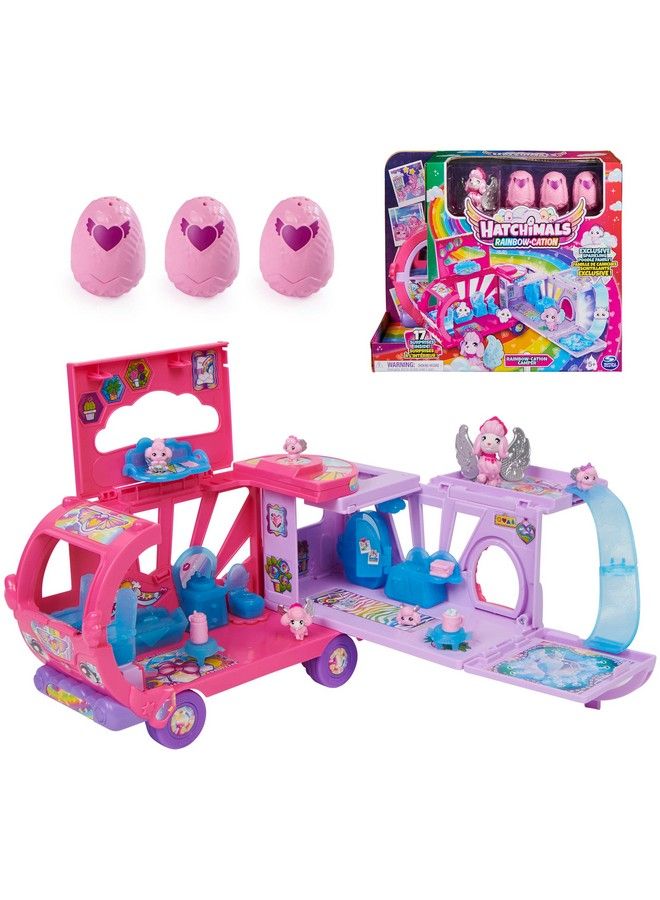 Colleggtibles Transforming Rainbow Cation Camper Toy Car With 6 Exclusive Characters 10 Accessories Kids Toys For Girls Ages 5 And Up