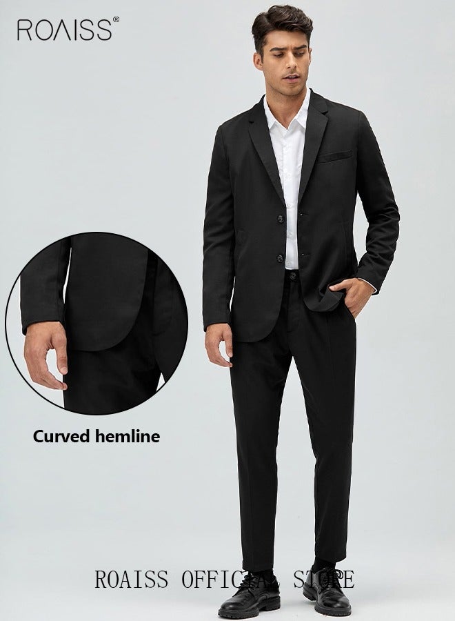 4Pcs Suit of Formal Clothes Men's Business Casual Coat Groomsman Suit Professional Dress Lapel Collar Two Single-Breasted Buttons