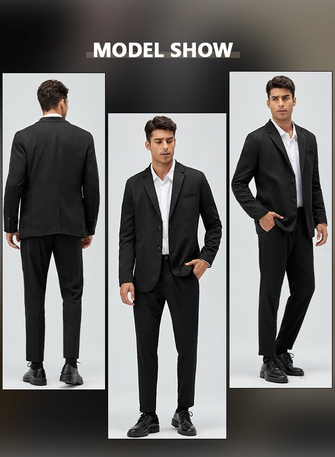 4Pcs Suit of Formal Clothes Men's Business Casual Coat Groomsman Suit Professional Dress Lapel Collar Two Single-Breasted Buttons