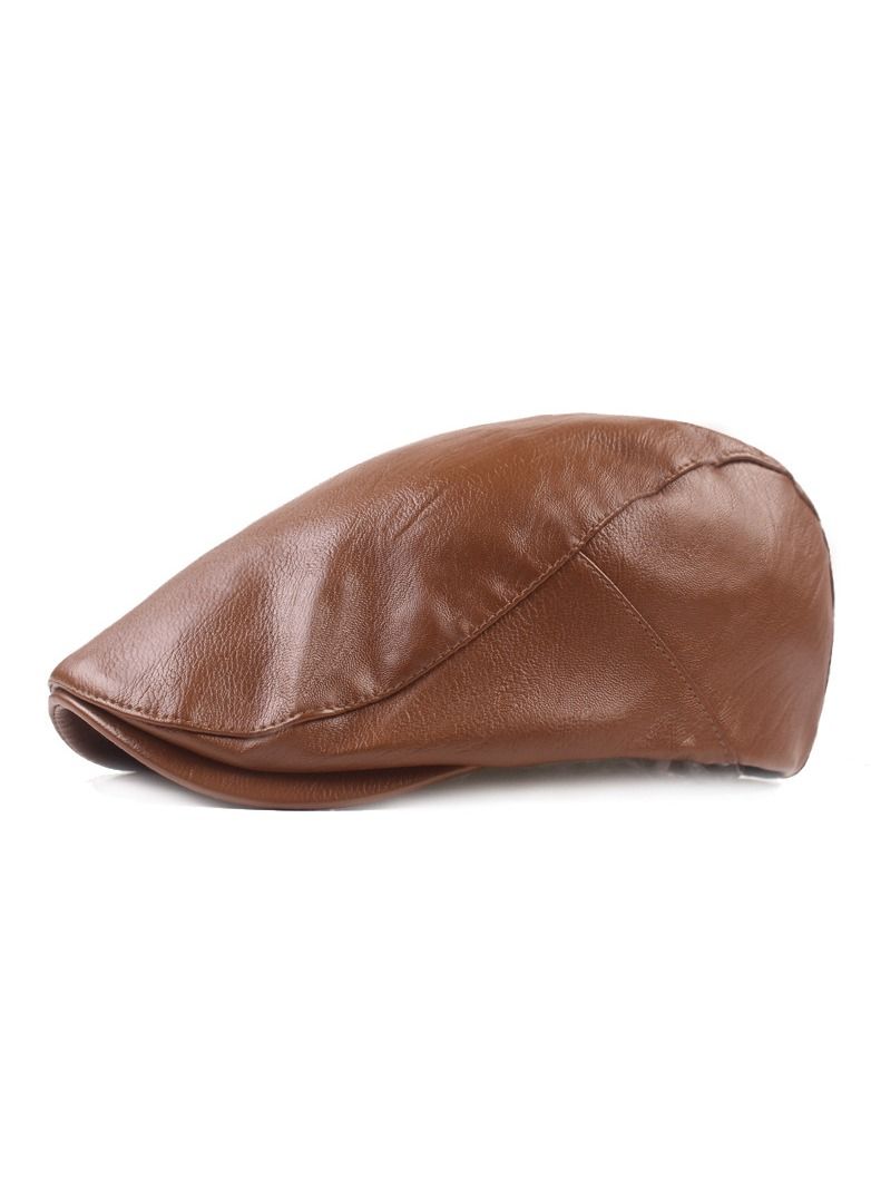 Men's Leather Cap Literary Youth Beret