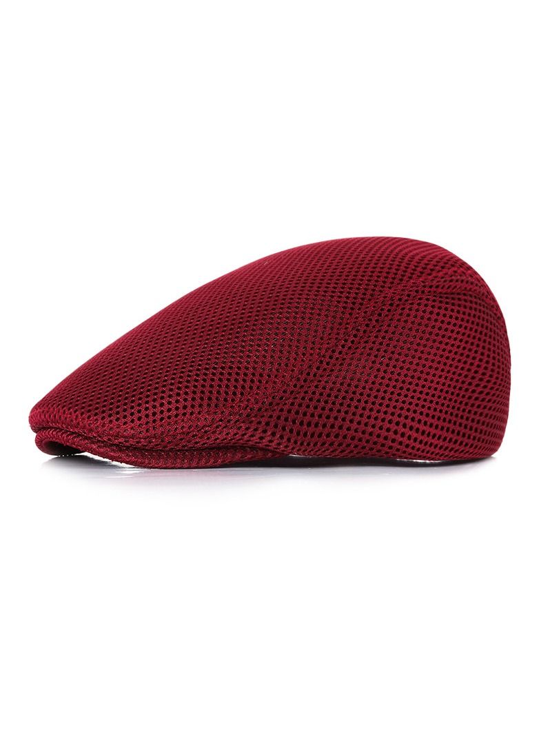 British Style Men's Solid Color Duck Tongue Frward Hat Red(56-58cm)