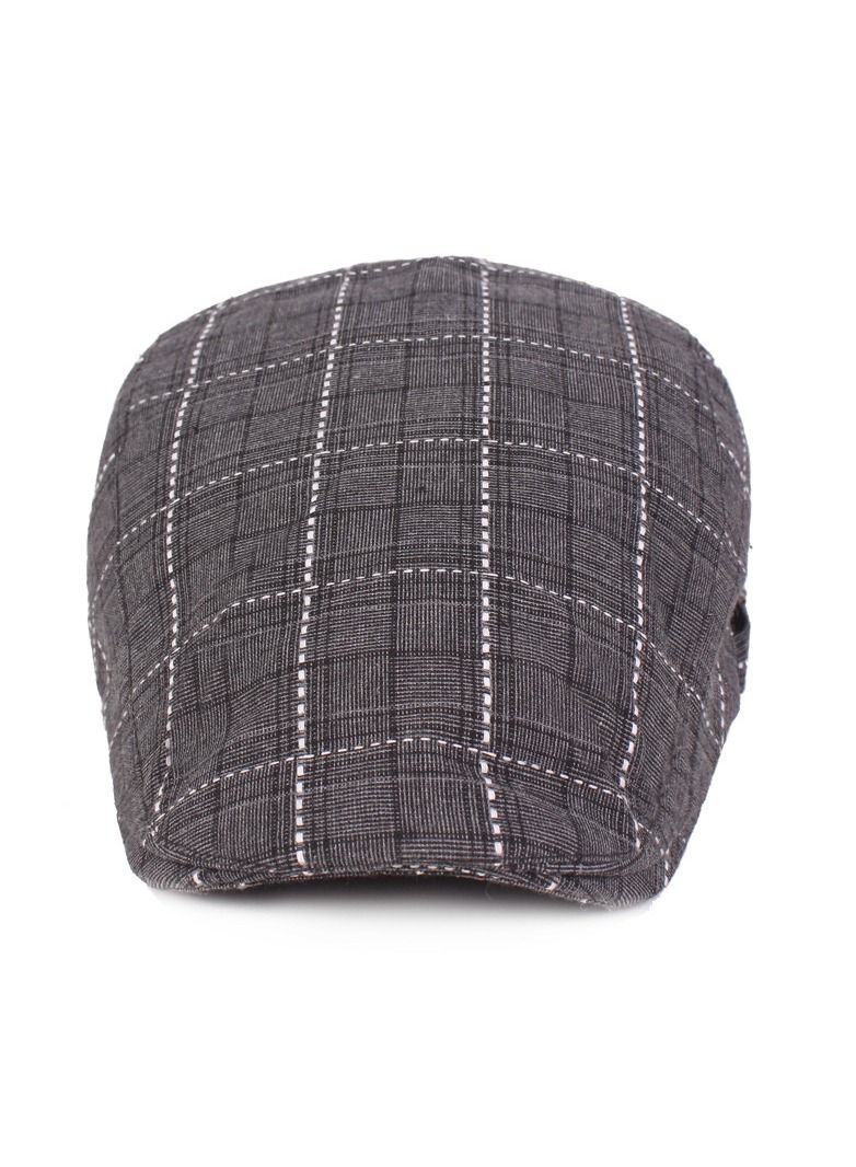 Men's Beret Plaid Vintage Hat Dark Grey