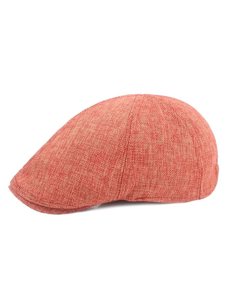 Men Linen Aap With Duck Tongue,Antique Linen Beret Orange