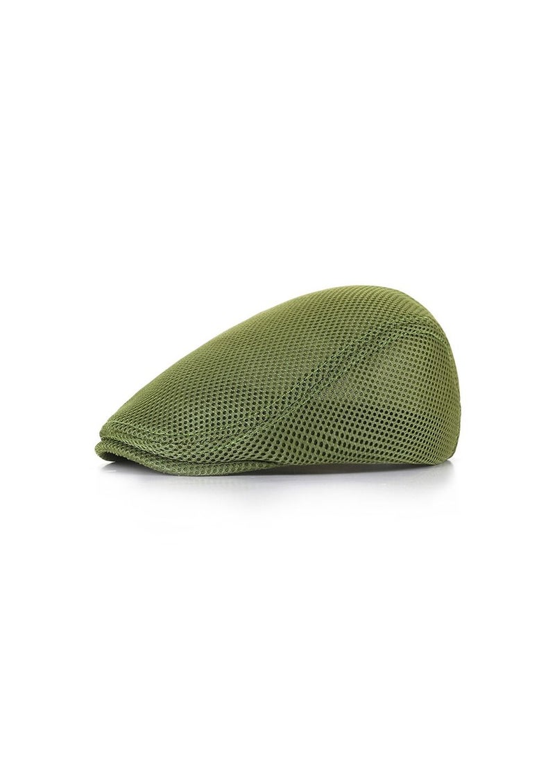 British Style Men's Solid Color Duck Tongue Frward Hat Green(56-58cm)