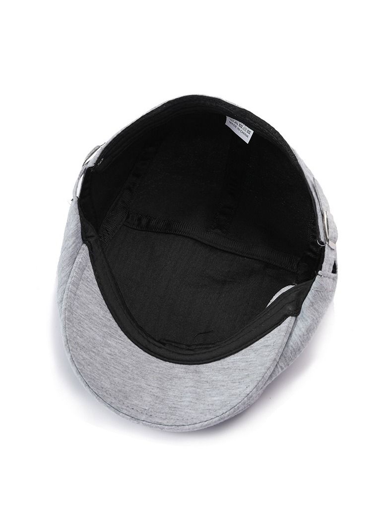 Men's English Retro Beret Literary Solid Color Hat Adjustable Light Grey
